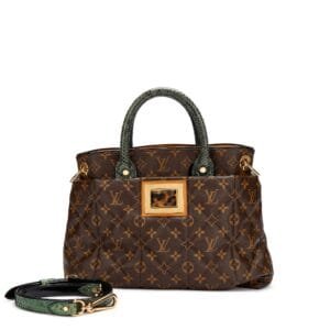 Brown Monogram Coated Canvas and Ostrich and Green Python Etoile Tote Gold Hardware