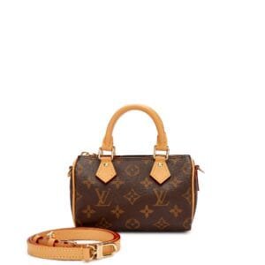 Brown Monogram Coated Canvas Nano Speedy Gold Hardware, 2023