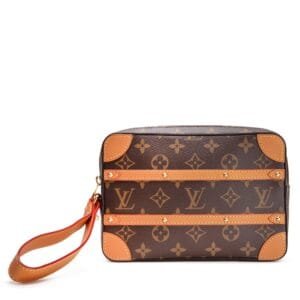 Brown Monogram Coated Canvas Soft Trunk Pouch Gold Hardware, 2019