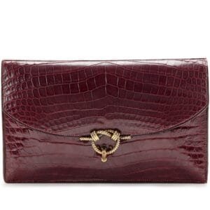 Burgundy Crocodile Cordeliere Clutch Gold Hardware, 1957