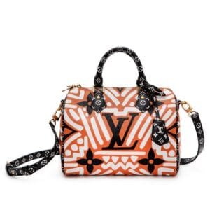 Caramel, Black, and White Giant Monogram Crafty Coated Canvas Speedy Bandoulière 25 Gold Hardware, 2020