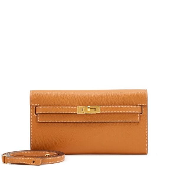 Caramel Epsom Kelly-To-Go Wallet Gold Hardware, 2023