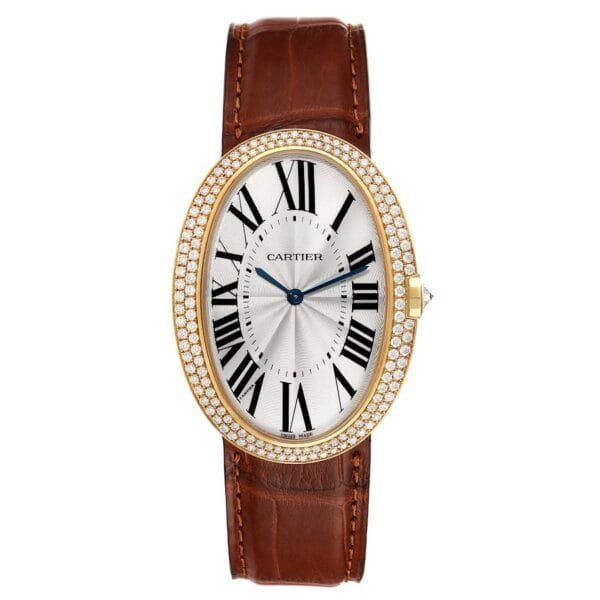 Cartier Baignoire XL (Reference WB520005). A yellow gold diamond-set manual wind wristwatch.