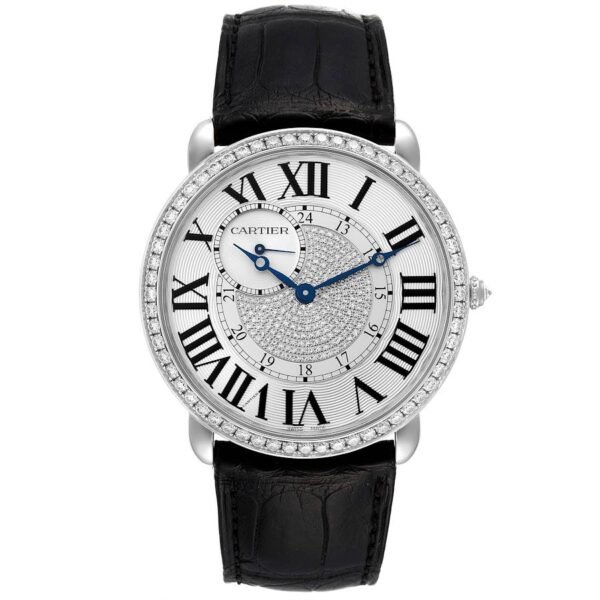 Cartier Ronde Louis (Reference WR007004). A white gold diamond-set manual wind wristwatch.