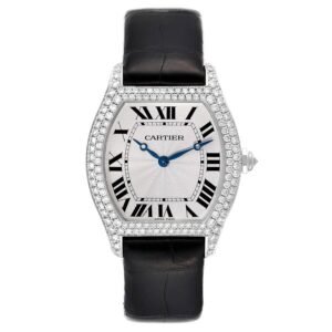 Cartier Tortue (Reference WA504351). A white gold diamond-set manual wind wristwatch.