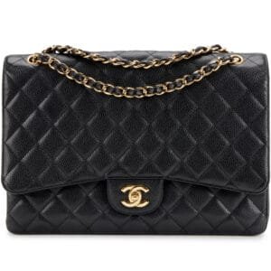 Chanel Black Quilted Caviar Maxi Single Flap Bag Gold Hardware, 2009