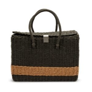Charcoal Wicker Picnic Bag Silver Hardware, 1997-1999