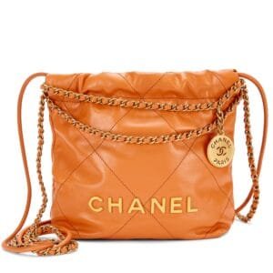 Coral Quilted Calfskin Mini 22 Bag Brushed Gold Hardware