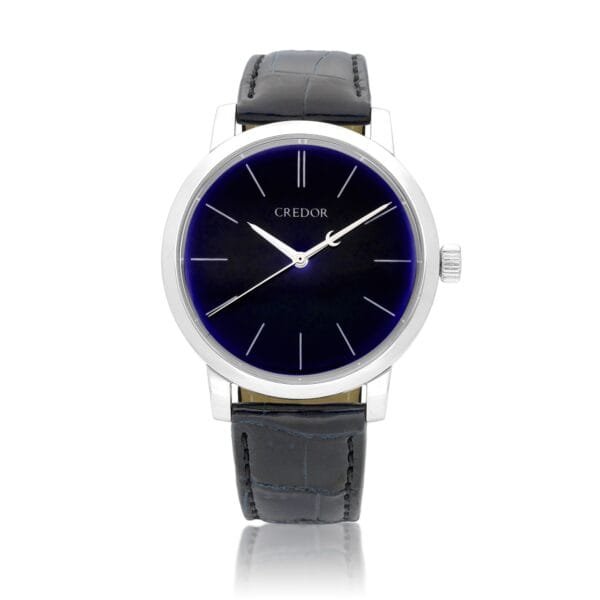 Credor Masterpiece Collection Eichi II (Reference GBLT997). A platinum manual wind wristwatch with blue enamel dial.
