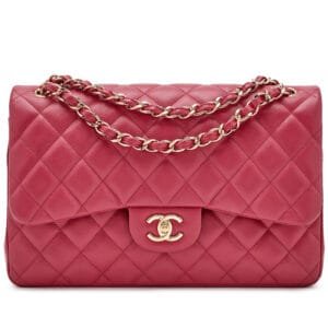 Dark Pink Quilted Caviar Jumbo Classic Double Flap Bag Gold Hardware, 2022