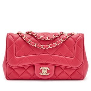 Dark Pink Quilted Lambskin Mademoiselle Chic Mini Flap Bag Gold Hardware, 2016