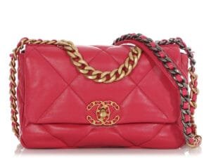 Dark Pink Quilted Lambskin Medium 19 Flap Bag Mixed Hardware, 2021