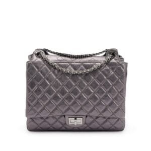 Dark Silver Quilted Aged Calfskin Reissue 2.55 Accordion Flap Ruthenium Hardware, 2008