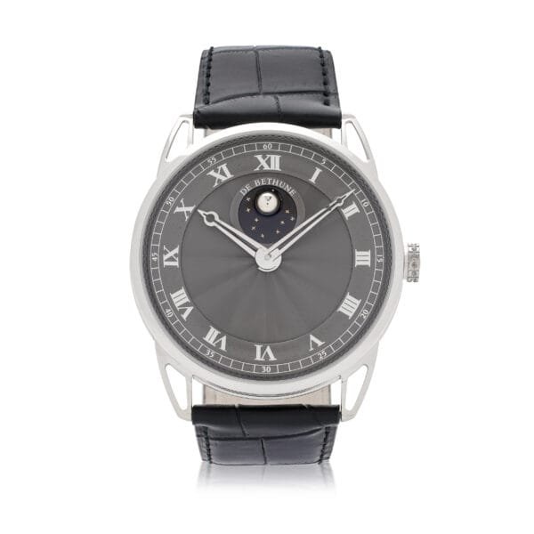 De Bethune DB25 (Reference DB25LWS8v1). A white gold manual wind wristwatch with moon phase.