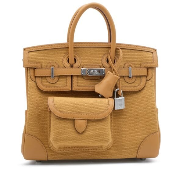 Desert and Sesame Swift and Canvas Cargo Birkin 25 Palladium Hardware, 2024