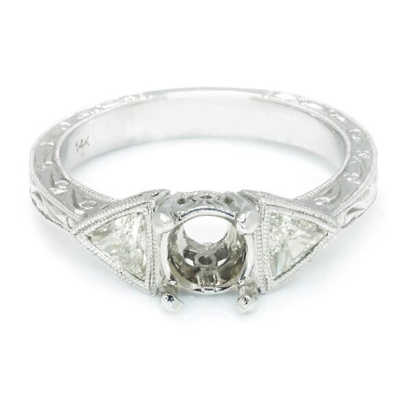 Diamond 3-Stone Engagement Ring Semi Mount Setting .50ctw