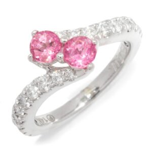 Double Pink Tourmaline & Diamond Bypass Ring 14K 1.25ctw