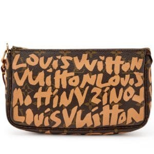 Ebene and Beige Monogram Graffiti Coated Canvas Pochette Gold Hardware, 2001