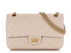 Ecru Quilted Aged Calfskin 2.55 Reissue 225 Double Flap Bag Aged Gold Hardware, 2023