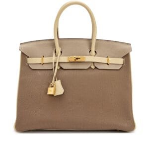 Etoupe, Parchemin, and Gris Tourterelle Clemence HSS Birkin 35 Gold Hardware, 2009