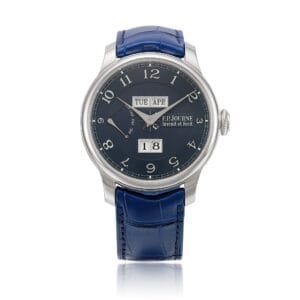F. P. Journe. Quantieme Perpetual Boutique Edition. A platinum calendar wristwatch with power reserve and leap year indication. 2021