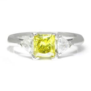 Fancy Yellow Princess Diamond 3-Stone Engagement Ring 1.77ctw