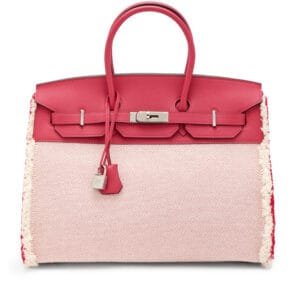 Framboise Swift Ecru Toile Fray Fray Birkin 35 Palladium Hardware, 2021