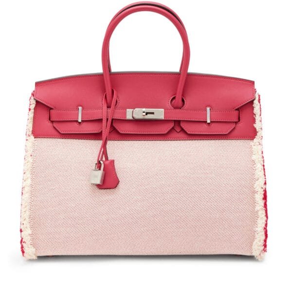 Framboise Swift Ecru Toile Fray Fray Birkin 35 Palladium Hardware, 2021