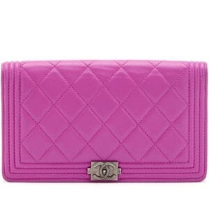 Fuchsia Quilted Lambskin Boy Wallet Ruthenium Hardware, 2014-2015