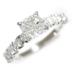 GIA 2.01CT Cushion Diamond Engagement Ring with Accents 18K