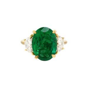 Gold, 5.05ct Zambian Emerald and Diamond Ring