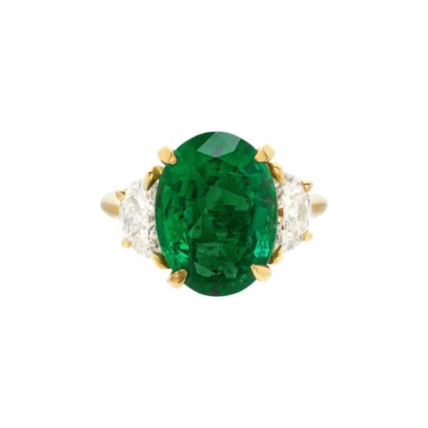Gold, 5.05ct Zambian Emerald and Diamond Ring