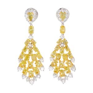 Gold, 6.60ctw Yellow Diamond, and Diamond Chandelier Earrings