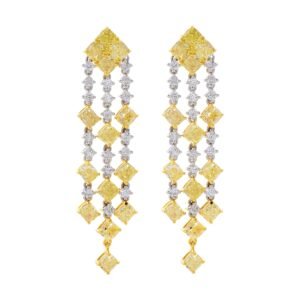 Gold, 8.35ctw Yellow Diamond and Diamond Chandelier Earrings