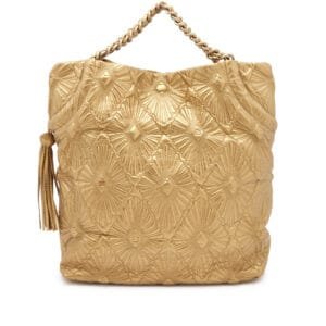 Gold Aged Calfskin Embroidered Ca D'Oro Tote Gold Hardware, 2010