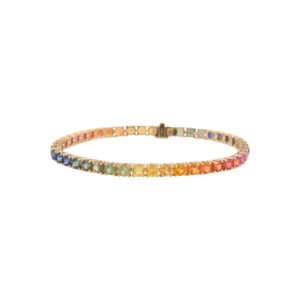 Gold and 10.80ctw Multicolor Sapphire Tennis Bracelet