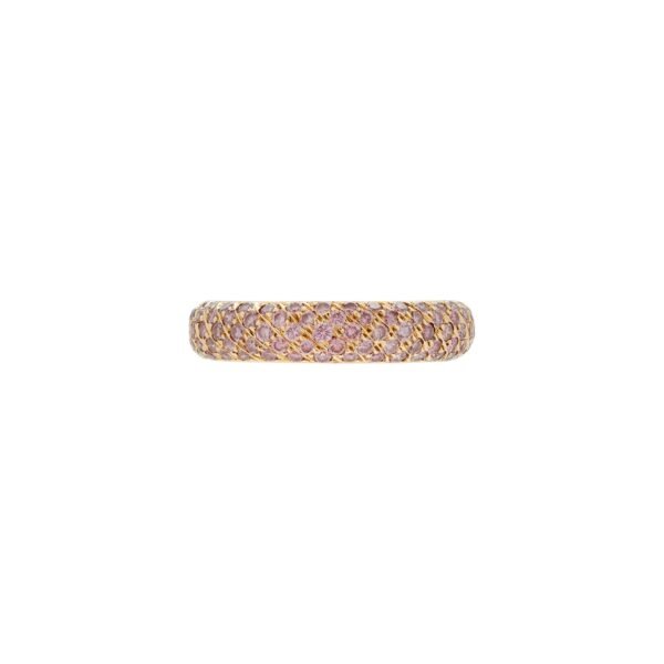 Gold and 1.80ctw Round Brilliant Cut Pink Diamond Eternity Band Ring
