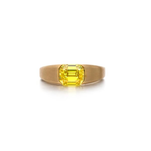 Gold and 2.01ct Fancy Vivid Yellow Diamond Bezel Ring