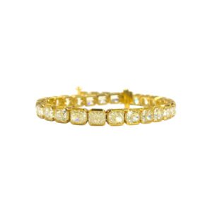 Gold and 21.33ctw Radiant Cut Yellow Diamond Tennis Bracelet