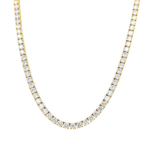 Gold and 22.75ctw Round Brilliant Cut Diamond Tennis Necklace