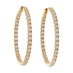 Gold and 3.25ctw Diamond Hoop Earrings