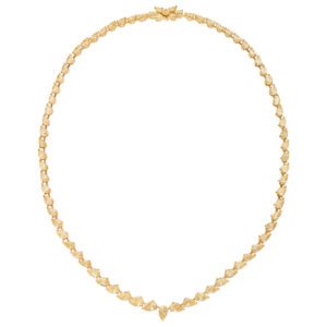 Gold and 35.00ctw Pear Cut Yellow Diamond Tennis Necklace