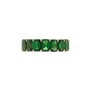 Gold and 9.55ctw Tsavorite Garnet Eternity Band Ring