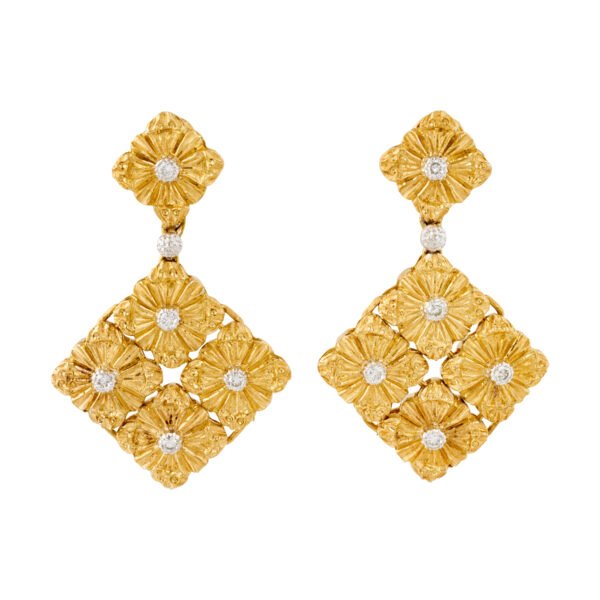 Gold and Diamond Drop Earrings