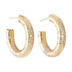 Gold and Diamond Hoop Earrings