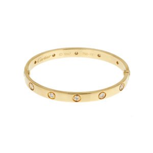 Gold and Diamond Love Bangle Bracelet