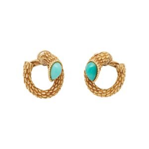 Gold and Turquoise Serpent Bohème Earclips