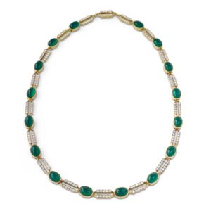 Gold, Chrysoprase and Diamond Necklace