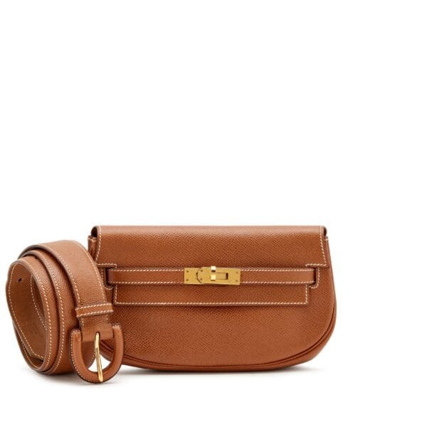 Gold Courchevel Kelly Banana Bum Belt Bag 20 Gold Hardware, 1992