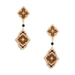 Gold, Diamond and Onyx Opera Tulle Earrings